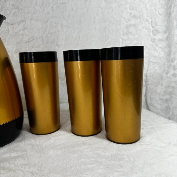 Vintage Thermo Serv Coffee Set Carafe with 6 Tumblers Mid Century Modern Must - Picture 4 of 10